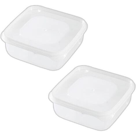 FENOPLASTICAUn ensemble de deux boîtes de rangement de cuisine transparentes, parfaites pour conserver le fromage et les fruits, idéales pour la conservation au réfrigérateur. (1/5)