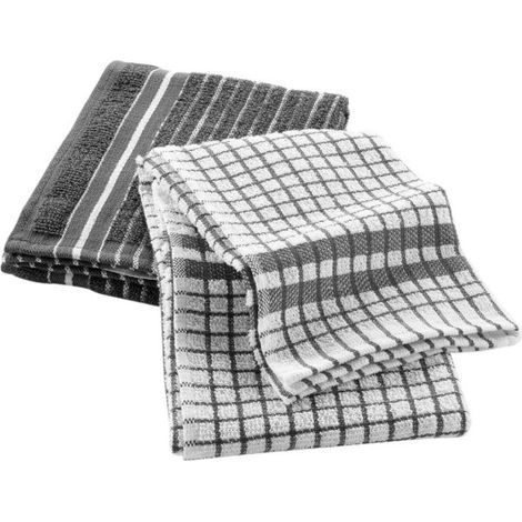 Lot de 2 Torchons Éponge "Classico" 50x70cm Anthracite (1/4)
