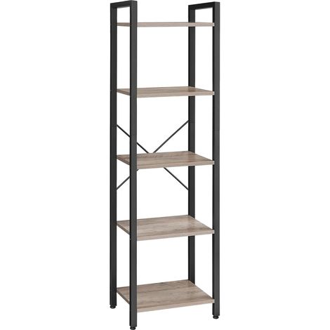 Vasagle – Bibliothèque étagère à 5 niveaux en acier – Dimensions 40 x 30 x 153 cm – Charge max 10 kg par niveau – Style industriel grège et noir – LLS100B02 (1/5)