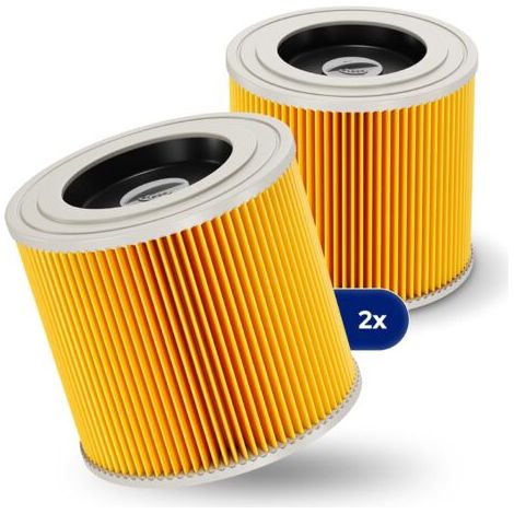 Lot de 2 filtres à cartouche + 2 vis de fermeture supplémentaires - Pour aspirateur Kärcher WD3 Premium WD2 WD3 WD 3 MV3 WD 3 P - Kit d'extension remplace 6.414-552.0, 6.414-772.0 (1/5)