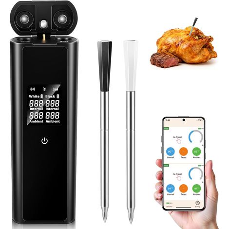Smart Wireless Meat Thermometer with Bluetooth, 2 Probes and Memory Function - 150m Range, IPX8 Waterproof for BBQ, Smoker, Oven, Air Fryer - App Remote Monitoring (1/5)