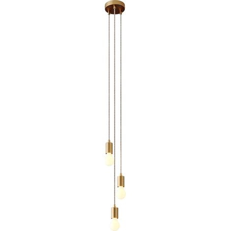 creative cables - Lampe suspendue multiple avec 3 gouttes, avec câble textile et garniture métallique