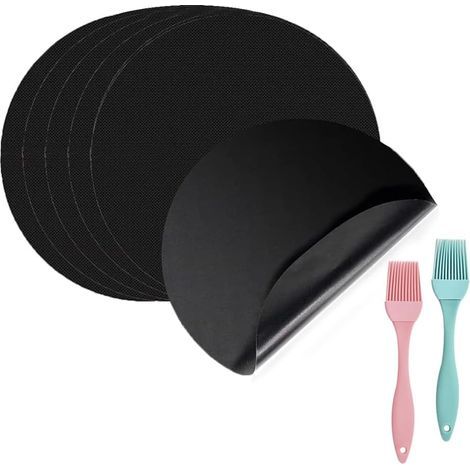 6pièce Poêle anti-adhésive Liner Tapis de cuisson cuisson Cuisine Non Stick Liner Téflon Tapis réutilisable durable résistant à la chaleur 24 cm de diamètre Tapis Outils De Cuisson À Haute Température (1/5)