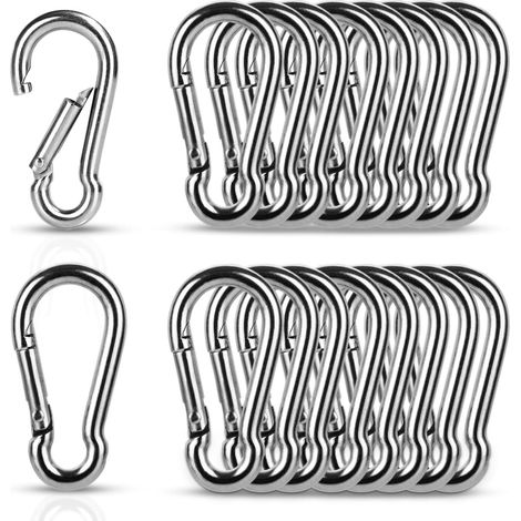 Lot de 24 Mousqueton en Acier Inoxydable M4, Mousqueton Acier Inoxydable à Ressort M4, Mousquetons de Fixation pour Sac à Dos, Clés, Balançoire, Pêche (1/5)