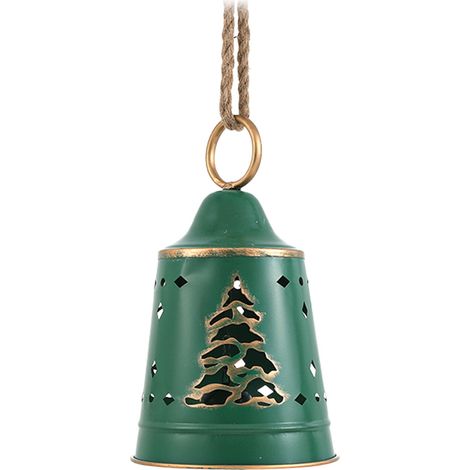 Cloche De Noël - En Fer - Vert - 29 x 17,5 x 17,5 cm - Décoration Festive Pour Arbre À Noël Porte Mur - 1 Pièce (1/5)