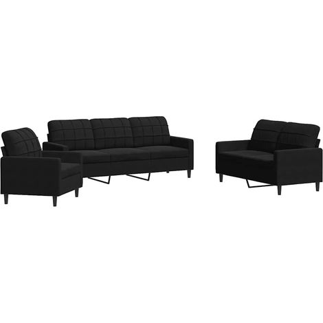 Maison Exclusive - Set di Divani 3 pz con Cuscini Nero in Velluto (1/5)