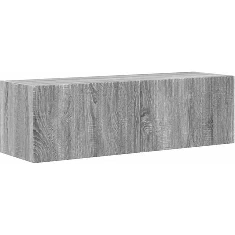 Mobile TV da parete moderno con mensole da parete 98 x 31 x 29 cm stile minimalista in legno grigio sonoma 020054929