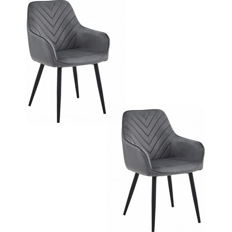 Valora 2 sillas WAAV terciopelo gris con patas negras de diseño (1/5)