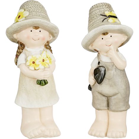 Mica Decorations Kind Keramik 23 x 9,5 x 8 cm beige-grau Dekofigur