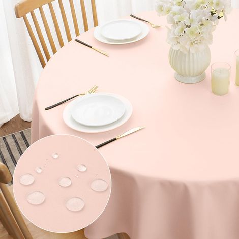 Nappe ronde 140 cm Rose lavable déperlante Polyester pour jardin & fêtes