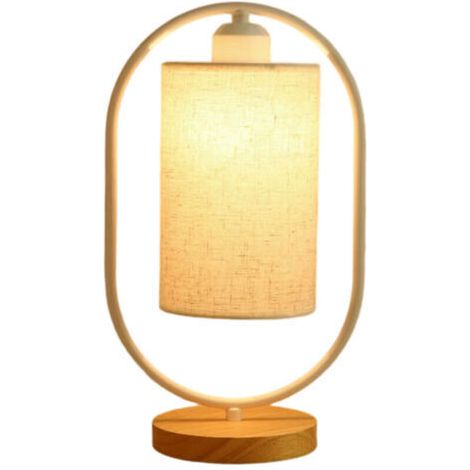 BUNTHAUS Lampe de table de chevet LED, lampe de chambre avec abat-jour en tissu moderne, lampe de table au design élégant pour chambre, salon, table à manger, bureau (ampoule LED 5W)