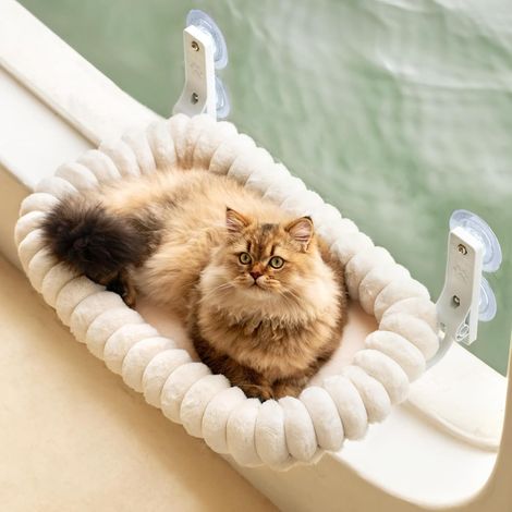 Elegant Hamac pour Chat Pliable - Hamac Chat Fenetre avec réversible et Lavable lit pour, lit de fenêtre Supporte jusqu'à 18kg (Blanc, M) (1/4)