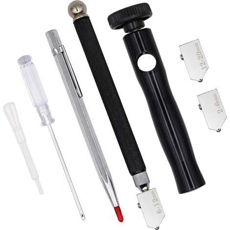 Glass Cutter, Glass Cutter Head 2-6 mm, 6-12 mm, 12-20 mm with Handle Professional Cutting Tool for Cutting Different Glasses, Tiles, Mirrors (1/5)
