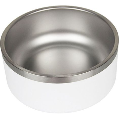 Gamelle pour chien en acier inoxydable, blanche (laquée), 32 oz, double paroi. (1/5)