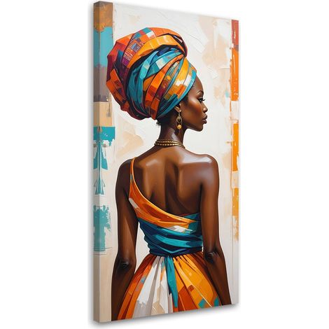 Wandbild für das Wohnzimmer Afrikanische Frau Bunt 40x80 cm