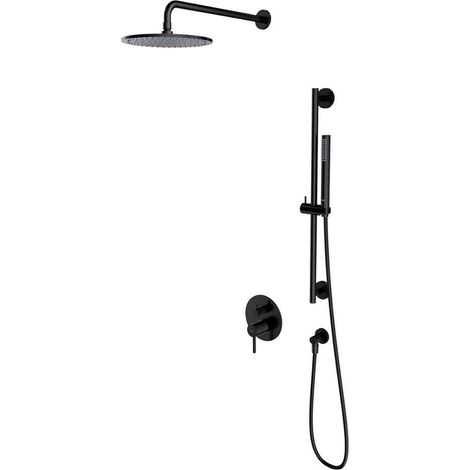 OMNIRES Y - Duschset mit Unterputzarmatur, mit Einbaukörper, Durchmesser 25 cm, schwarz SYSY47BL (1/3)