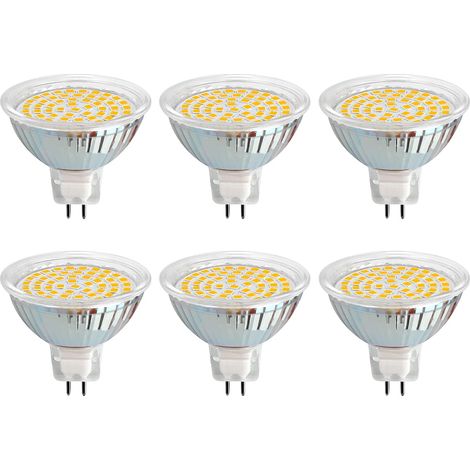 Ampoule GU5.3 LED 12V 3W Blanc Chaud 3000K, Ø50mm, Équivalent GU5.3 30W , 300LM, AC/DC 12V MR16 GU5.lot de 6 Classe énergétique A+ (1/5)