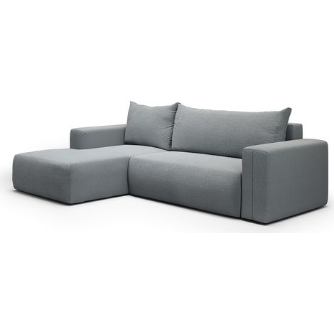 Ecksofa, links umwandelbar, 3-Sitzer, Truhe, Bliss Grau