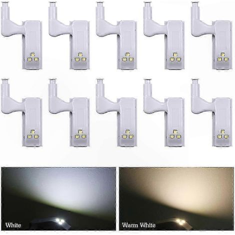 Lot de 10 lampes à charnière LED avec détecteur de mouvement pour armoires de cuisine et placards, blanc (1/5)