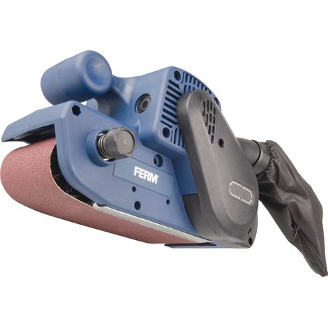 FERM Levigatrice a Nastro 900W. Include nastro abrasivo G80 e sacca raccolta polvere
