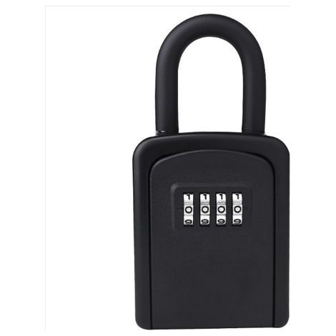 Boîte à Clé Sécurisée, Boite a Clé avec Code [Anti-intempéries] [avec Amovible Anse] Mini Boîte à Clefs Securisee Portable Code Réinitialisable pour Utilisation Extérieur et Intérieur (Noir)- (1/5)