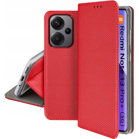 Custodia per Xiaomi Redmi Note 13 Pro Plus 5G SMART MAGNET BOOK ROSSO + VETRO (1/5)