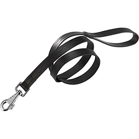 Ferplast NATURAL G Guinzaglio per cani in pelle vera, in 2 colori e 4 misure. Variante G10/120 - Misure: 10 mm x L 120 cm - Nero (1/3)