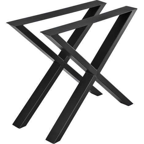 Lot de 2 pieds de table à manger de meuble métal formeX 79 cm noir (1/5)