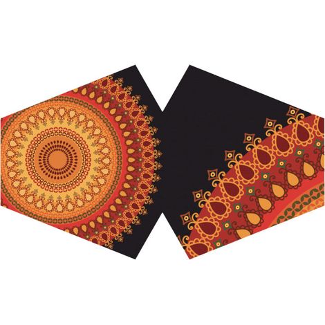 Couvre-visage mode réutilisable - Mandala orange (adulte)- Vendu par 1 (1/4)