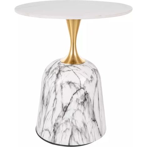 Table basse design effet marbre blanc et couleur or 50 cm BLUM (1/4)