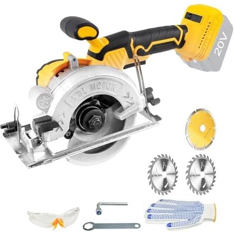 Scie Circulaire Sans Fil Pour 18v, 6200RPM Scie Circulaire 5" Sans Balais avec 3 Lames de Scie, Angle de Coupe 0-45° Pour Bois Plastique Tuile (Sans Batterie) (1/5)