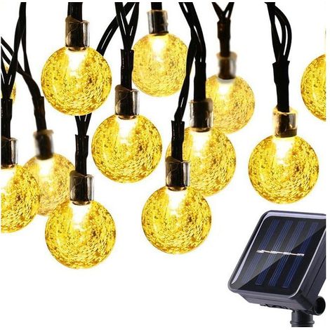 Guirlande Lumineuse Solaire, Hoteril Guirlande Lumineuse Exterieure 50 LED Cristal Boules IP65 Etanche , 8 Modes Lumières Intérieur, Extérieur, Maison, Jardin, Fête, Patio, Parti (1/5)