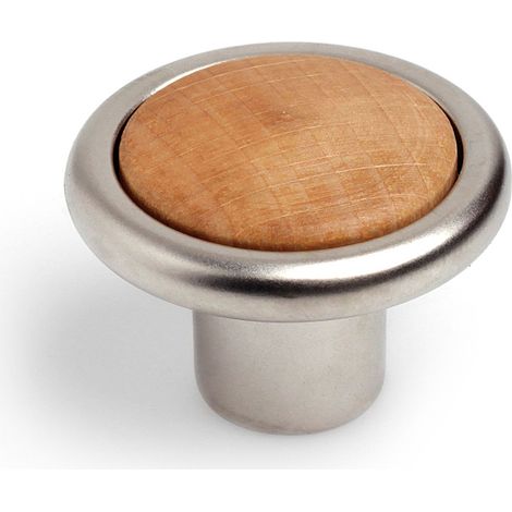 Bouton de meuble  Style contemporain  Fabriqué en Hêtre - Zamak  Laque Transparente Fini Hêtre - Nickel  Mesures 343425mm  Système de fixation vissé  Comprend des vis M4  4 unités - talla