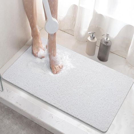 Rutschfeste Duschmatte Rutschfeste Badematte mit Abfluss Rutschfeste, wasserdurchlässige Matte Weiche PVC Badematte aus Luffa Schnelltrocknend Gr (1/5)
