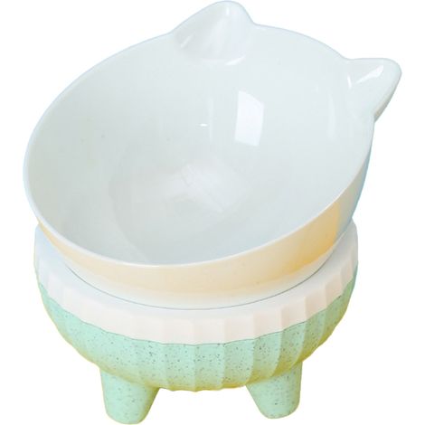 2 comederos elevados para gatos, diseño anticaries inclinado, cuenco ligero de polipropileno, protección para la columna vertebral, para uso en interiores. (1/5)