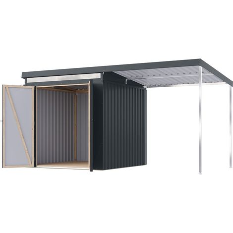 GH Iridium 2 anthrazit 206x206x213 mit Anbaudach 2 m