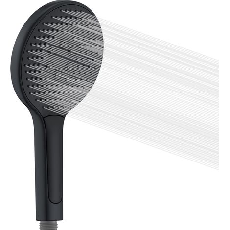 SUMERAIN Pommeau de douche rond noir mat à haute pression, Douchette économie d'eau avec trois types de jets (130 mm) (1/5)
