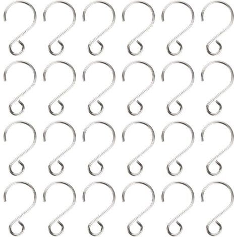 BUNTHAUS 160 PCS Mini Crochet en Forme de S, Crochet En Acier Inoxydable 28mm Petit Crochet d’ornement Accessoires pour Bijoux DIY Cristal Perle Rideau Sapin De Noël (1/5)