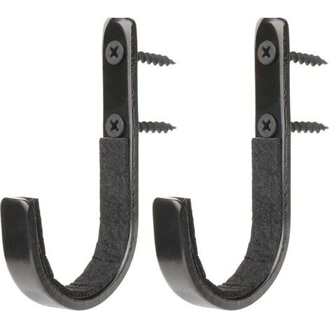 Set mit 2 schwarzen Metall-Gewehrhaken für Gewehre, Schrotflinten, zur Wandmontage, Schrankaufbewahrung, Gewehrständer für den Innenbereich (3,5 × 1,5 Zoll)