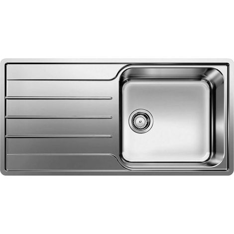 Blanco – Évier 1 bac inox brossé 100x50 cm – Conception réversible – Bac principal et égouttoir – Compatible broyeur – 523034 (1/6)