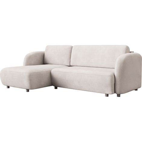DRIXY - Canapé d'angle convertible avec coffre en tissu beige - Angle gauche (1/5)