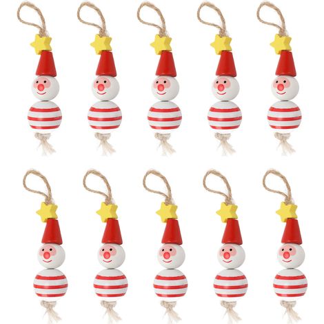 10 bunte Weihnachtsornamente mit Schneemann- und roten Sternanhängern für den Weihnachtsbaum (1/5)