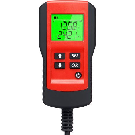 Analizador digital de batería de coche de 12 V - Prueba de carga, voltaje y resistencia - Visualización del porcentaje de vida útil restante - Precisión profesional (1/4)