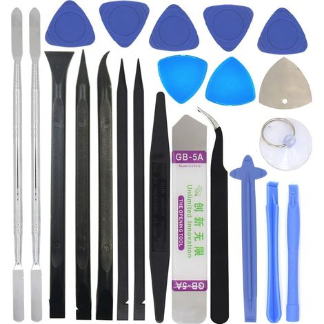 Kit d'outils 22 en 1 pour réparation d'écran de téléphone portable - Spudger en métal - d'outils d'ouverture de Levier en Plastique Pour Ordinateur, Tablette, boîte TV, console de jeu (1/5)