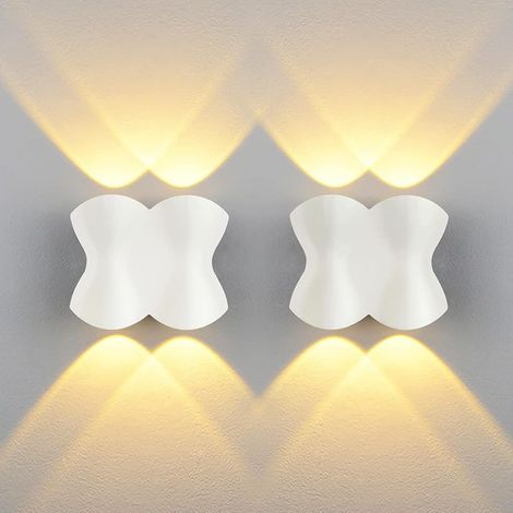 2er-Pack LED-Wandleuchten für den Innenbereich, IP54 wasserdicht, Außenwandleuchte, 4 W, Schlafzimmer- und Wohnzimmer-Wandleuchte, 220 V, warmweißes Licht, 3200 K (Weiß) (1/5)