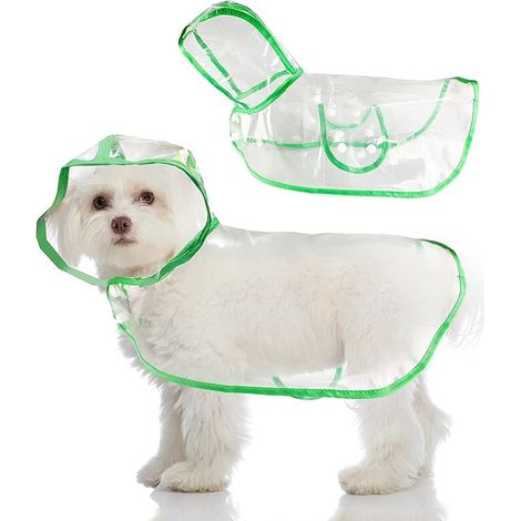1 pièce Imperméable et Coupe-Vent pour Animaux de Compagnie, pour Chien avec Capuche Imperméable Transparent pour Chien Poncho,Imperméable à Capuche Transparent pour Chiots XL Vert (1/5)
