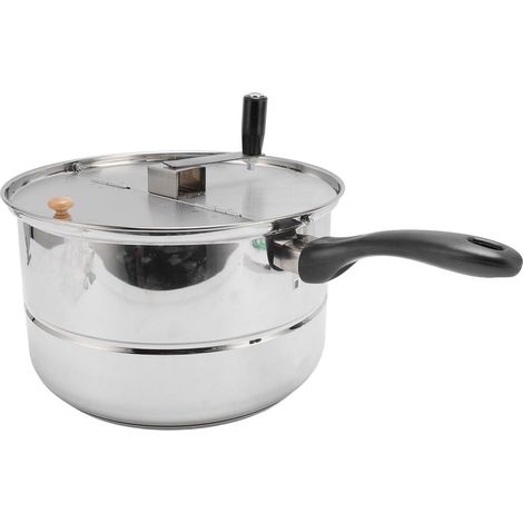 Machine à pop-corn sur cuisinière, en acier inoxydable, avec manivelle, pour chauffage électrique au gaz (1/5)
