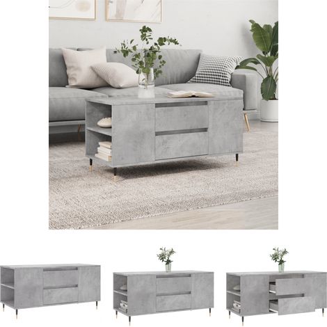 The Living Store Couchtisch Betongrau 102x44,5x50 cm Holzwerkstoff - Couchtische (1/5)