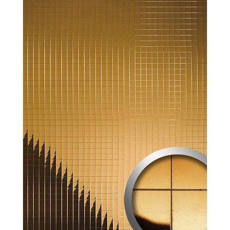 WallFace 27375 M-STYLE Wall panel eyecatch decor plate wallcovering self-adhesive metal mosaic mirror gold 0.96 sqm (1/4)