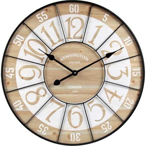 OROLOGIO DA PARETE IN METALLO CON INSERTI IN LEGNO 60X2 CM COLOR LEGNO